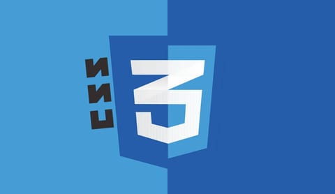 Logotipo de CSS3 sobre un fondo azul de dos tonos.